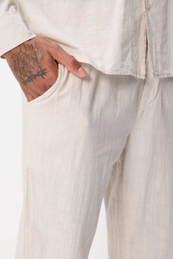 Casual broek met linneneffect