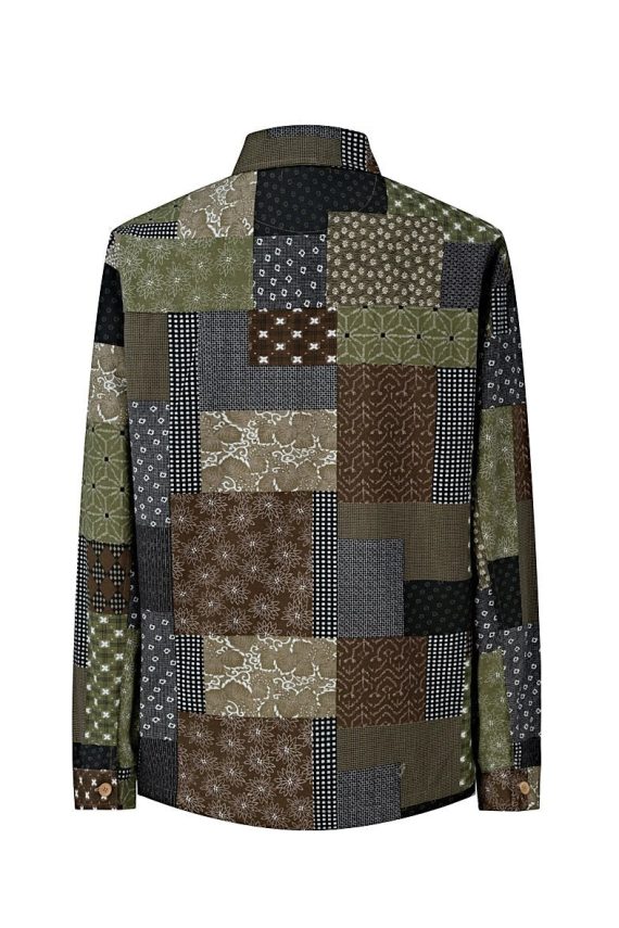 Patchwork shirt met lange mouwen in verschillende patronen en stoffen