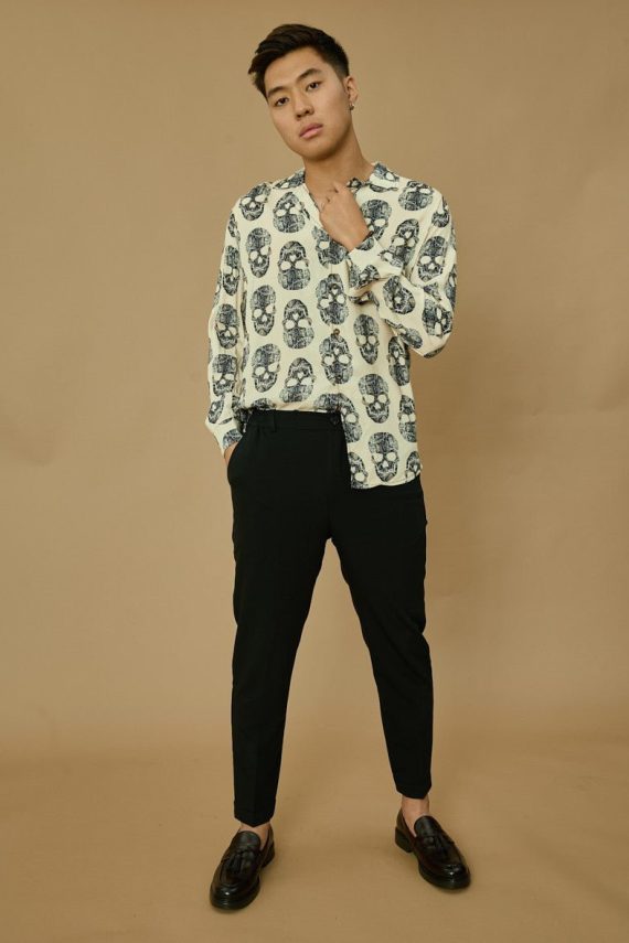 Casual overhemd met schedelprint