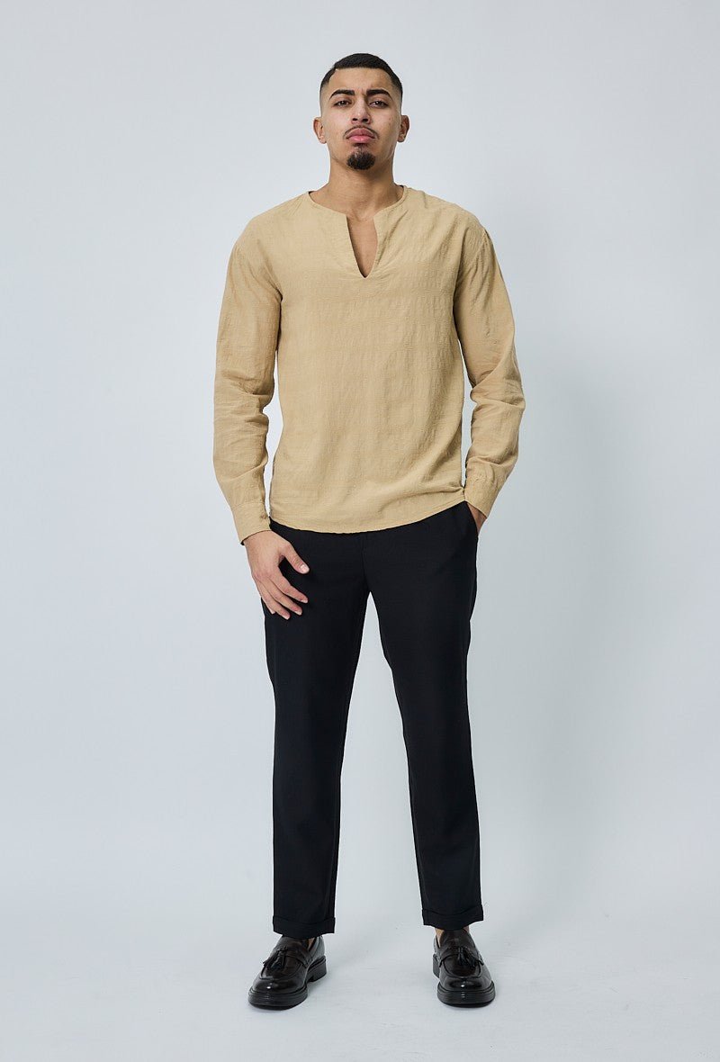 Casual top met v-hals en linneneffect - Afbeelding 2