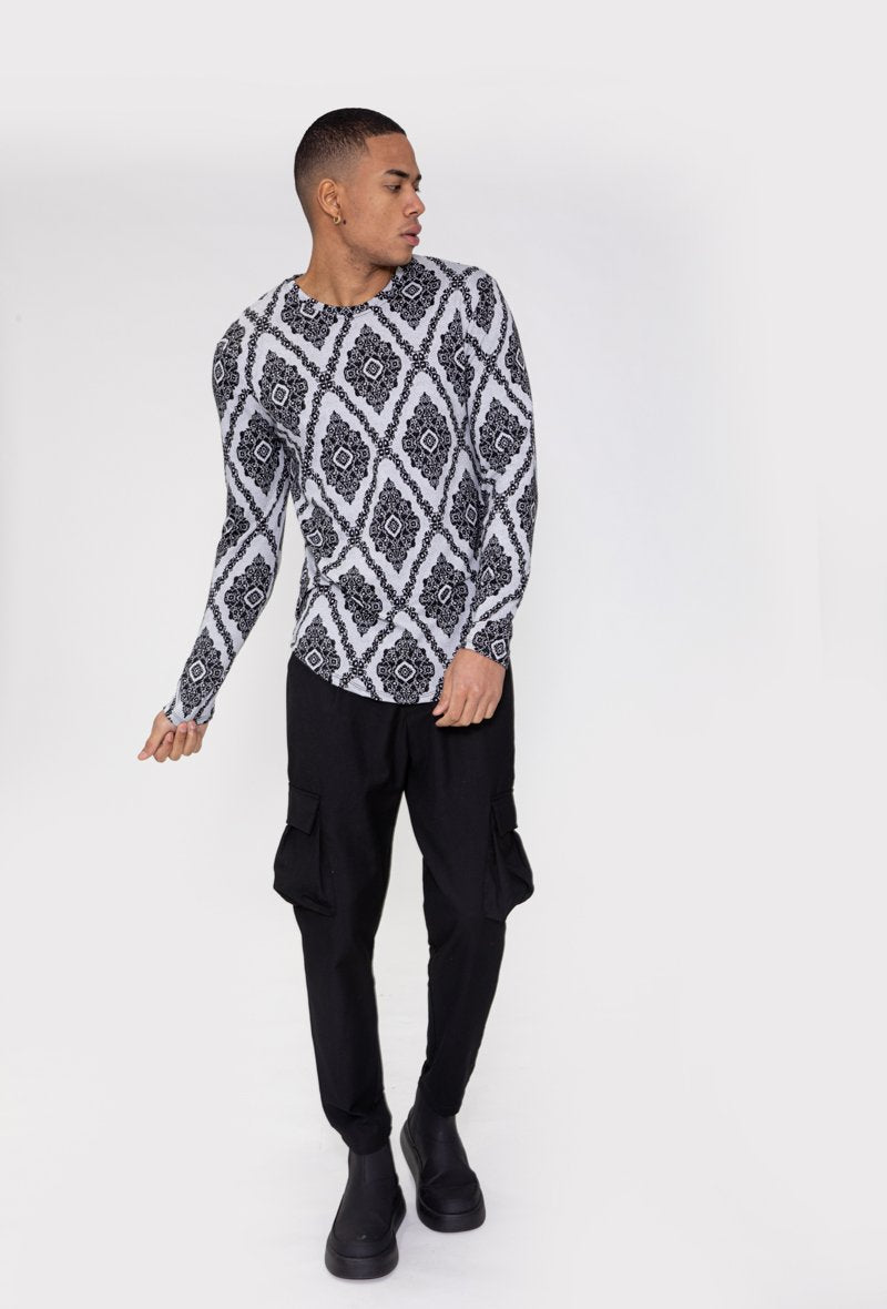 Top met lange mouwen en barokmotief - Afbeelding 4